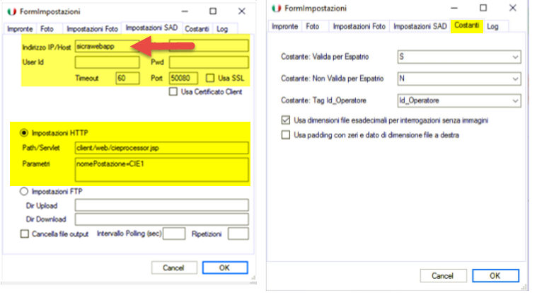 CIE Acquisition - Esempio Configurazione