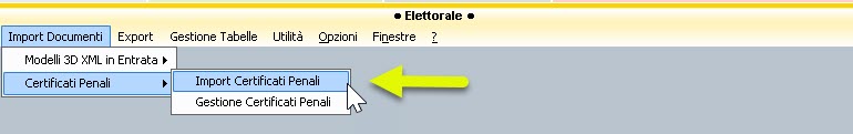 Import Certificati Penali