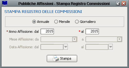 Stampa registro commissioni