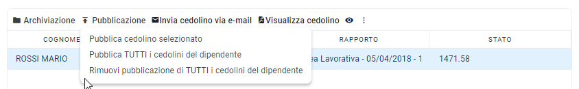 Tasto della funzione pubblicazione singola