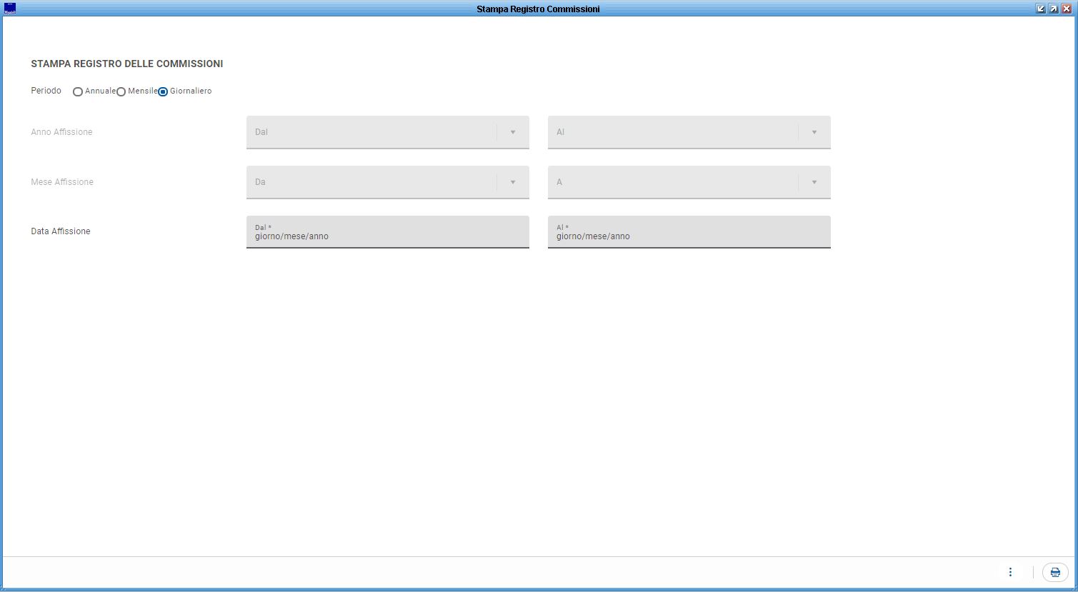 Stampa registro commissioni