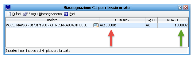 Riassegnazione per Rilascio Errato