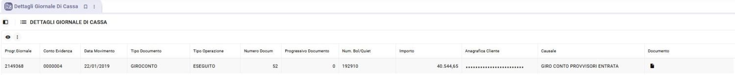 Dettagli del Giornale di Cassa (New)