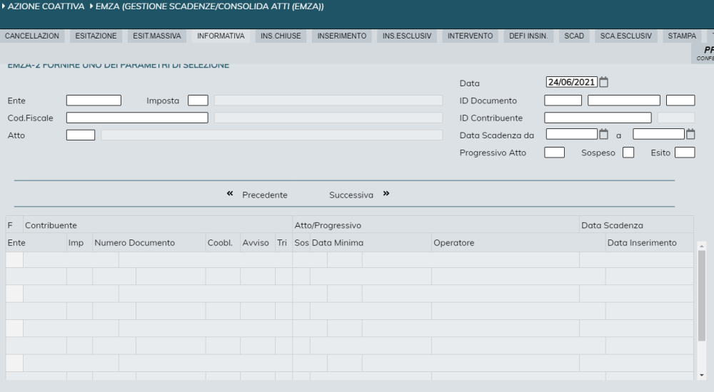 Gestione scadenze/consolida atti (EMZA)