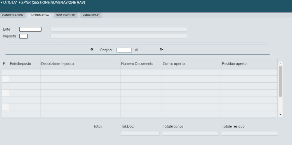 Gestione numerazione RAV (EPNR)