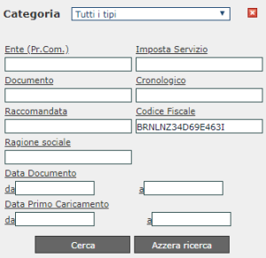 Ricerca con codice fiscale