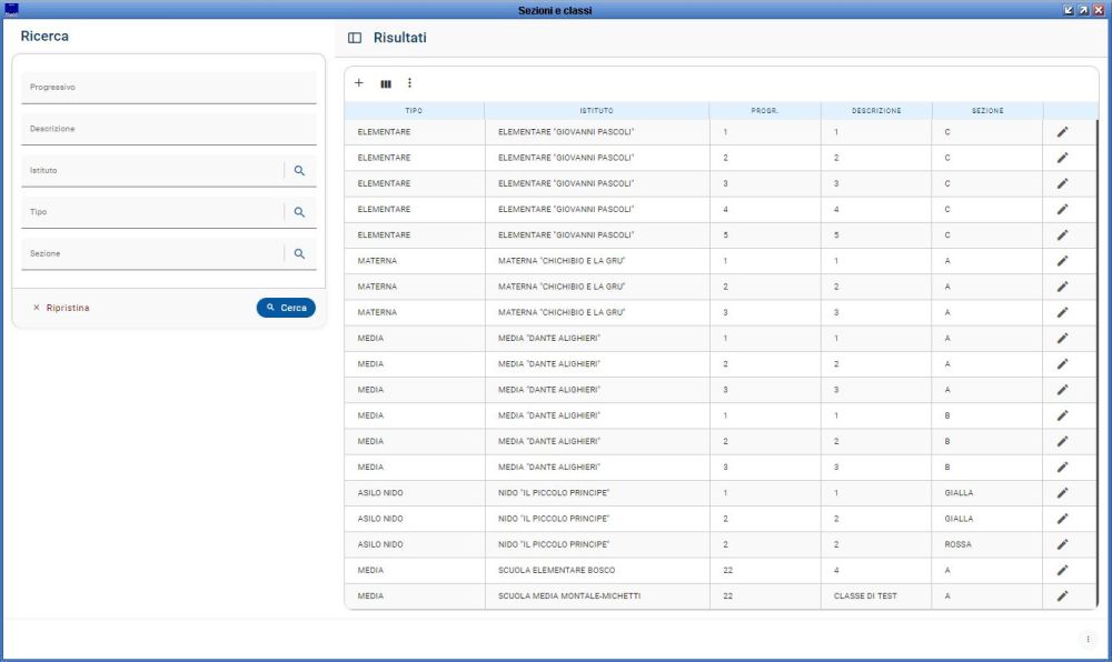 Sezioni e Classi