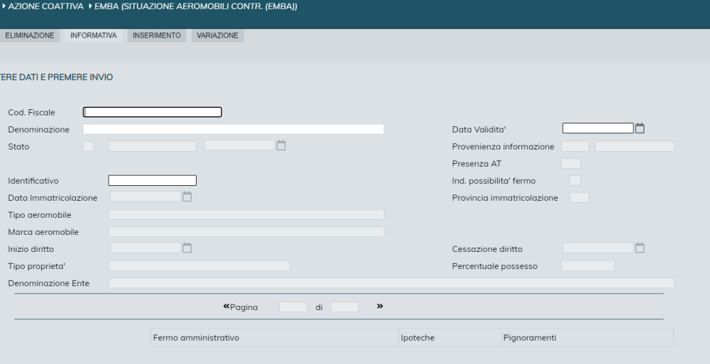 Situazione aeromobili contr. (EMBA)