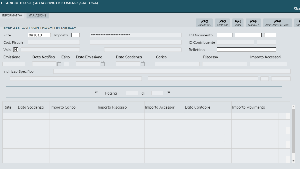 Situazione documento/fattura (EPSF)